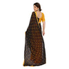 Generic Women's Georgette Printed Saree With Unstitched Blouse 5.5Mtr (Black-Yellow)