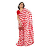 Generic Women's Georgette Printed Saree With Unstitched Blouse 5.5Mtr (Red-White)