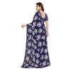 Generic Women's Georgette Printed Saree With Unstitched Blouse 5.5Mtr (Navy Blue)