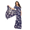 Generic Women's Georgette Printed Saree With Unstitched Blouse 5.5Mtr (Navy Blue)