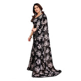 Generic Women's Georgette Printed Saree With Unstitched Blouse 5.5Mtr (Black)