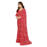 Generic Women's Georgette Printed Saree With Unstitched Blouse 5.5Mtr (Red)