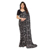Generic Women's Georgette Printed Saree With Unstitched Blouse 5.5Mtr (Black)