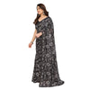 Generic Women's Georgette Printed Saree With Unstitched Blouse 5.5Mtr (Black)