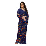 Generic Women's Georgette Printed Saree With Unstitched Blouse 5.5Mtr (Blue)