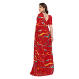 Generic Women's Georgette Printed Saree With Unstitched Blouse 5.5Mtr (Red)