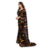 Generic Women's Georgette Printed Saree With Unstitched Blouse 5.5Mtr (Black)