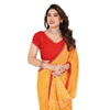 Generic Women's Georgette Printed Saree With Unstitched Blouse 5.5Mtr (Yellow)