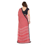 Generic Women's Georgette Printed Saree With Unstitched Blouse 5.5Mtr (Red)