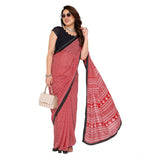 Generic Women's Georgette Printed Saree With Unstitched Blouse 5.5Mtr (Red)