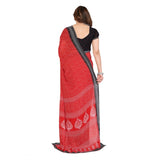 Generic Women's Georgette Printed Saree With Unstitched Blouse 5.5Mtr (Red)