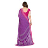 Generic Women's Georgette Printed Saree With Unstitched Blouse 5.5Mtr (Purple)