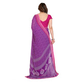 Generic Women's Georgette Printed Saree With Unstitched Blouse 5.5Mtr (Purple)