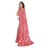 Generic Women's Georgette Printed Saree With Unstitched Blouse 5.5Mtr (Red)