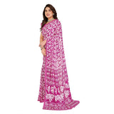 Generic Women's Georgette Printed Saree With Unstitched Blouse 5.5Mtr (Pink)