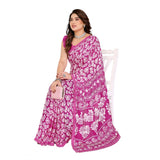 Generic Women's Georgette Printed Saree With Unstitched Blouse 5.5Mtr (Pink)
