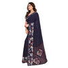 Generic Women's Georgette Printed Saree With Unstitched Blouse 5.5Mtr (Navy Blue)