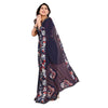Generic Women's Georgette Printed Saree With Unstitched Blouse 5.5Mtr (Navy Blue)