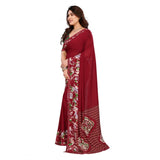 Generic Women's Georgette Printed Saree With Unstitched Blouse 5.5Mtr (Red)