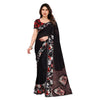 Generic Women's Georgette Printed Saree With Unstitched Blouse 5.5Mtr (Black)
