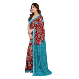 Generic Women's Georgette Printed Saree With Unstitched Blouse 5.5Mtr (Maroon)