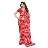 Generic Women's Georgette Printed Saree With Unstitched Blouse 5.5Mtr (Red)