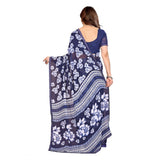 Generic Women's Georgette Printed Saree With Unstitched Blouse 5.5Mtr (Blue)