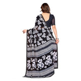 Generic Women's Georgette Printed Saree With Unstitched Blouse 5.5Mtr (Black)
