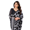 Generic Women's Georgette Printed Saree With Unstitched Blouse 5.5Mtr (Black)