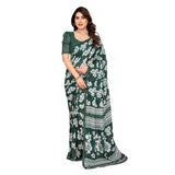 Generic Women's Georgette Printed Saree With Unstitched Blouse 5.5Mtr (Green)