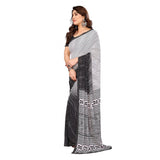 Generic Women's Georgette Printed Saree With Unstitched Blouse 5.5Mtr (Black)