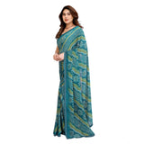 Generic Women's Georgette Printed Saree With Unstitched Blouse 5.5Mtr (Sky Blue)