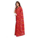 Generic Women's Georgette Printed Saree With Unstitched Blouse 5.5Mtr (Red)