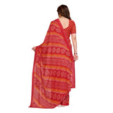 Generic Women's Georgette Printed Saree With Unstitched Blouse 5.5Mtr (Red)