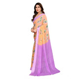 Generic Women's Georgette Printed Saree With Unstitched Blouse 5.5Mtr (Orange)
