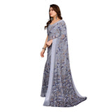 Generic Women's Georgette Printed Saree With Unstitched Blouse 5.5Mtr (Grey)