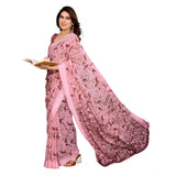 Generic Women's Georgette Printed Saree With Unstitched Blouse 5.5Mtr (Pink)