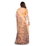 Generic Women's Georgette Printed Saree With Unstitched Blouse 5.5Mtr (Orange)