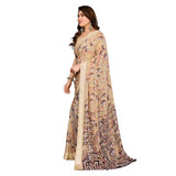 Generic Women's Georgette Printed Saree With Unstitched Blouse 5.5Mtr (Beige)