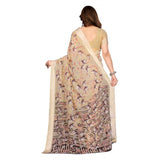 Generic Women's Georgette Printed Saree With Unstitched Blouse 5.5Mtr (Beige)