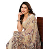 Generic Women's Georgette Printed Saree With Unstitched Blouse 5.5Mtr (Beige)