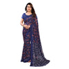 Generic Women's Georgette Printed Saree With Unstitched Blouse 5.5Mtr (Blue)