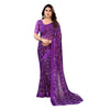 Generic Women's Georgette Printed Saree With Unstitched Blouse 5.5Mtr (Purple)