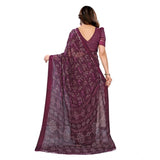 Generic Women's Georgette Printed Saree With Unstitched Blouse 5.5Mtr (Wine)
