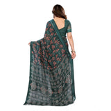Generic Women's Georgette Printed Saree With Unstitched Blouse 5.5Mtr (Green)