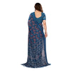 Generic Women's Georgette Printed Saree With Unstitched Blouse 5.5Mtr (Blue)