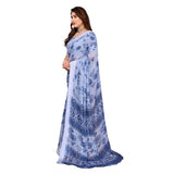 Generic Women's Georgette Printed Saree With Unstitched Blouse 5.5Mtr (Light Blue)