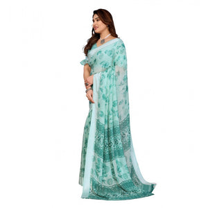 Generic Women's Georgette Printed Saree With Unstitched Blouse 5.5Mtr (Green)