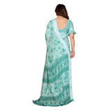 Generic Women's Georgette Printed Saree With Unstitched Blouse 5.5Mtr (Green)