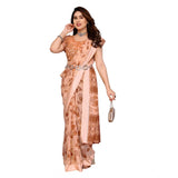 Generic Women's Georgette Printed Saree With Unstitched Blouse 5.5Mtr (Brown)
